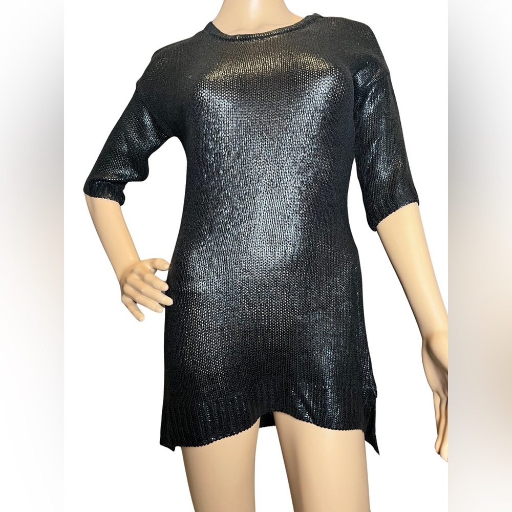 Awake Couture scoop neckline embellished sequins  Mesh Pullover Sweater Sz Small